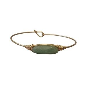 2/$15 Green Stone Gold Tone Wire Bracelet | Minimalist Bangle Bracelet